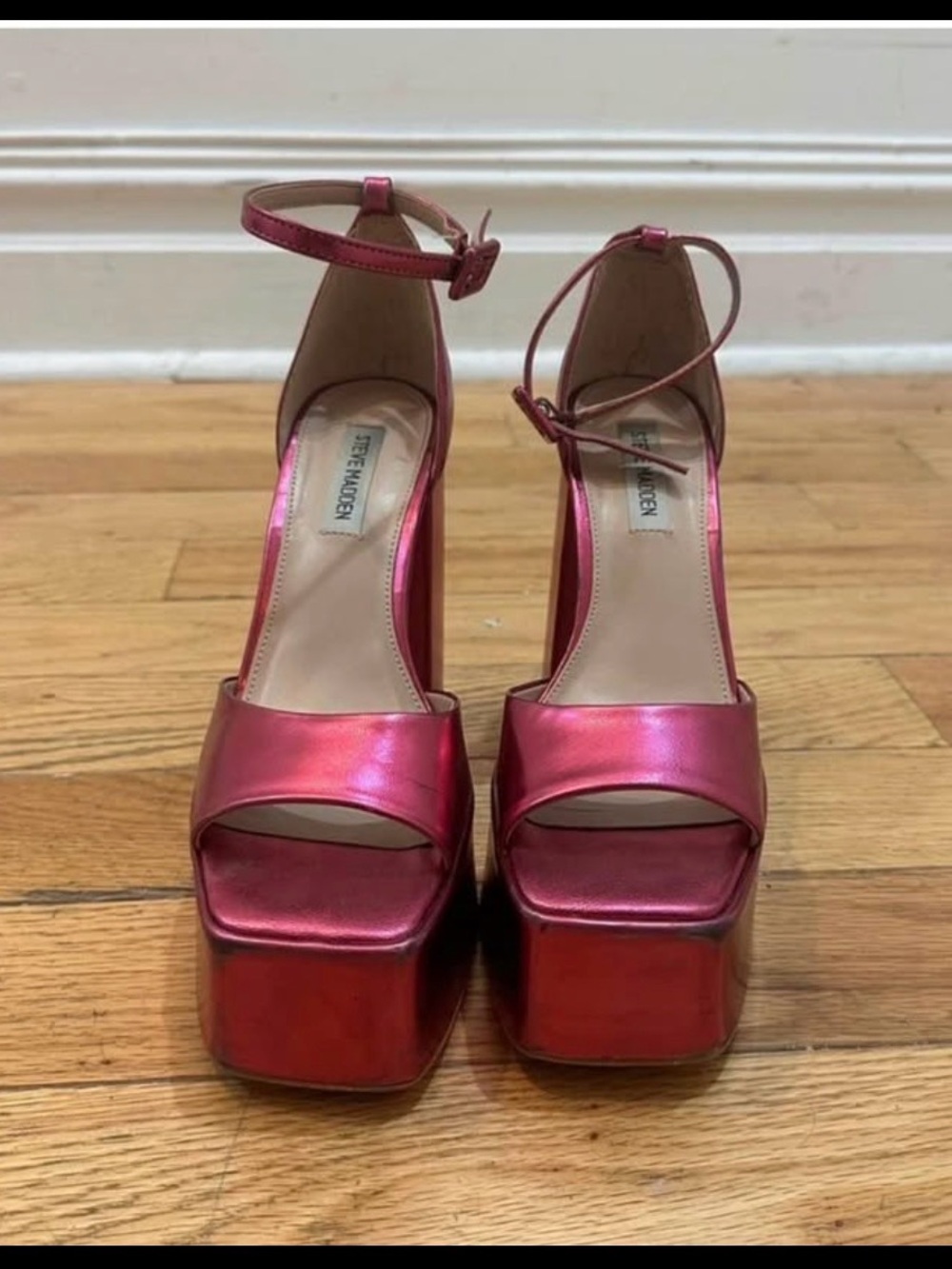 Steve Madden Metallic Platform Ankle-Strap Sandals